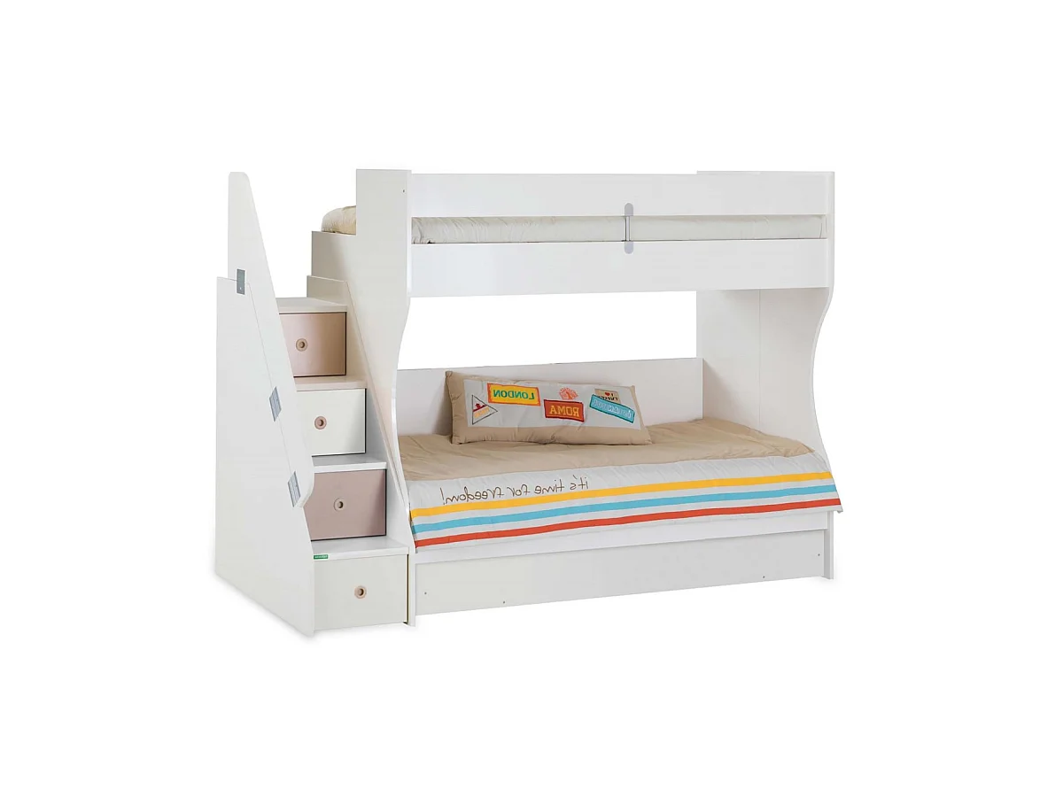 Beliche + gaveta de arrumação em branco 90x190/90x190cm