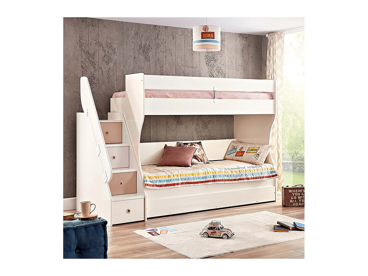 Beliche + gaveta de arrumação em branco 90x190/90x190cm