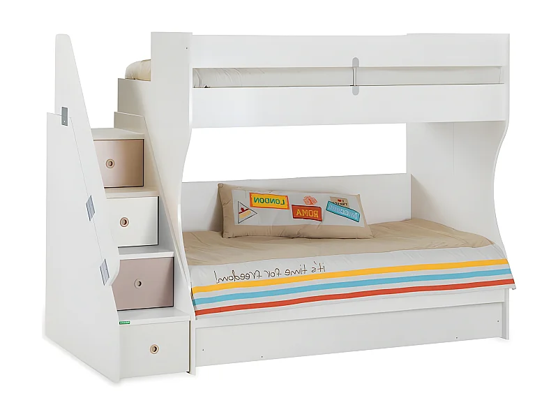 Etagenbett + Schublade weißer 90x190/90x190cm