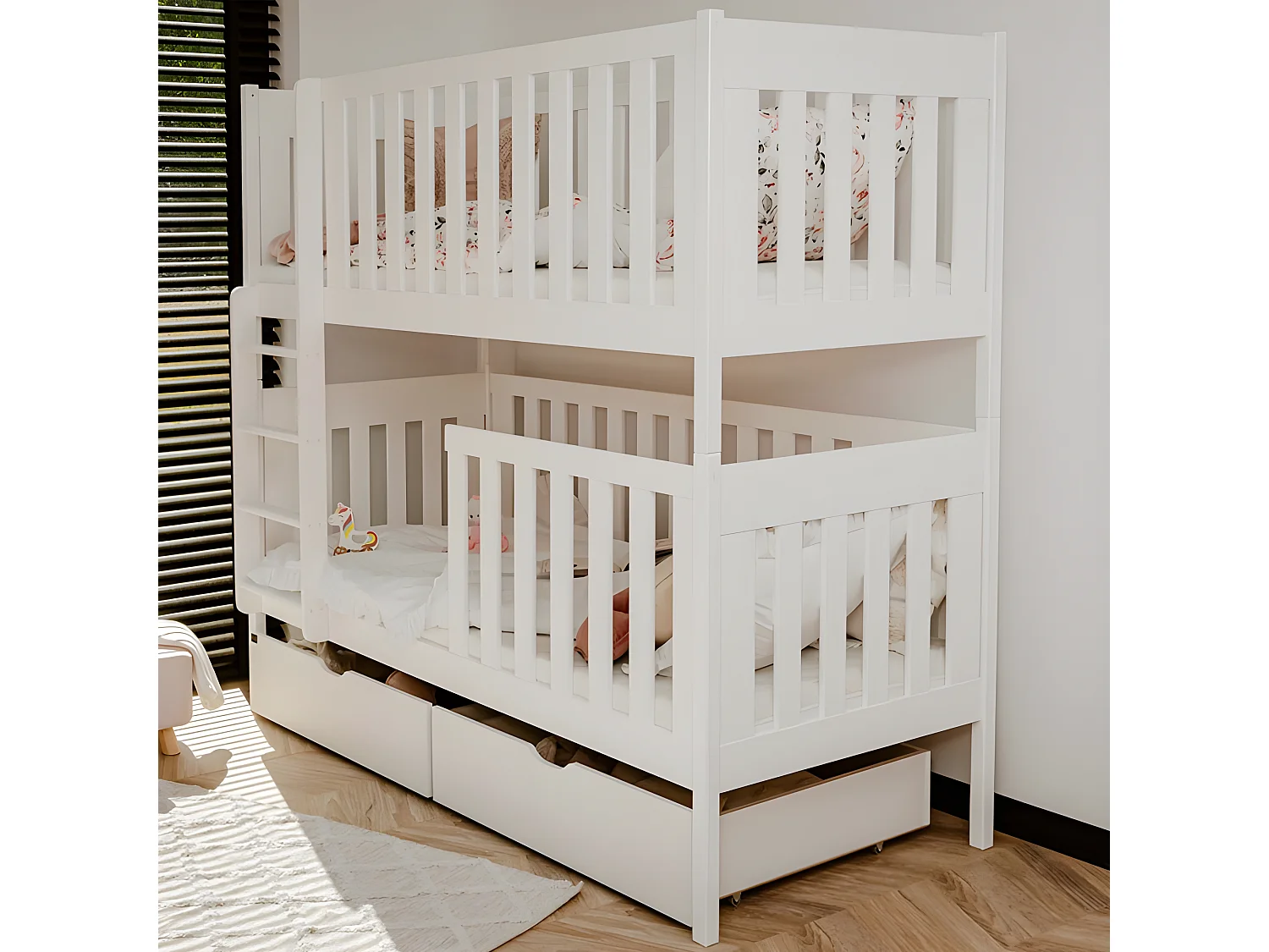 Beliche crianças em madeira branca 90x200cm