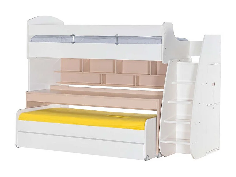 Lit superposé avec bureau avec tiroir  blanc 183x252x108cm