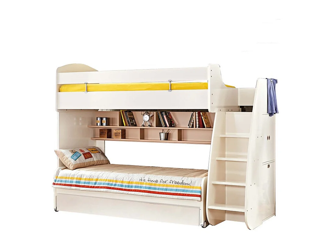 Etagenbett mit Stauraum + Schublade weiß 182,7x252x107,8 cm