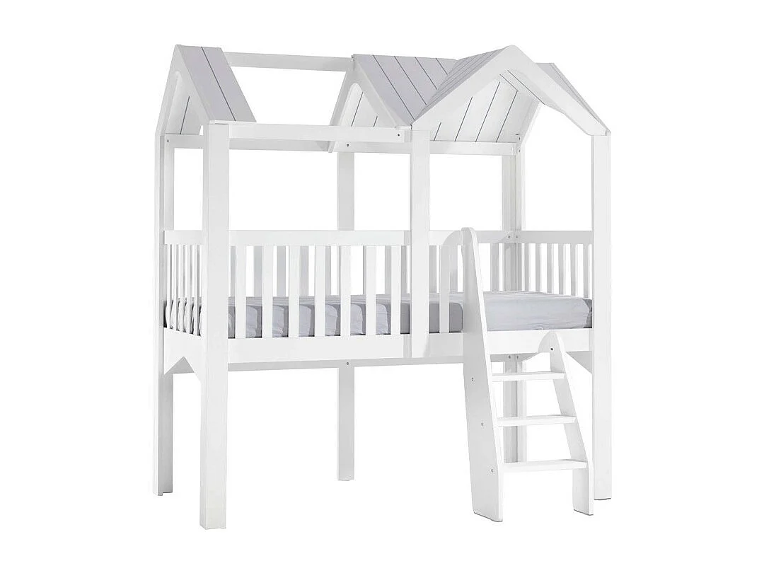 Letto a soppalco legno bianco 223.8x209.4x110.3cm