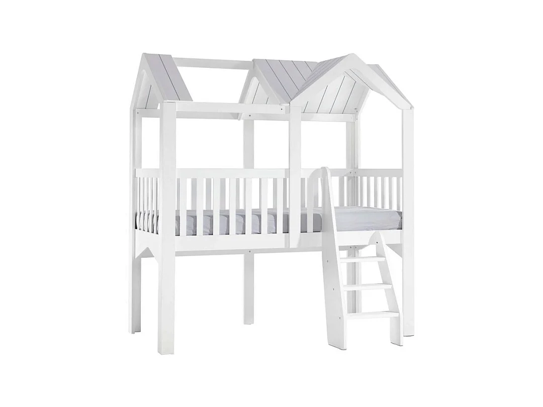 Lit haut en bois blanc 223.8x209.4x110.3cm