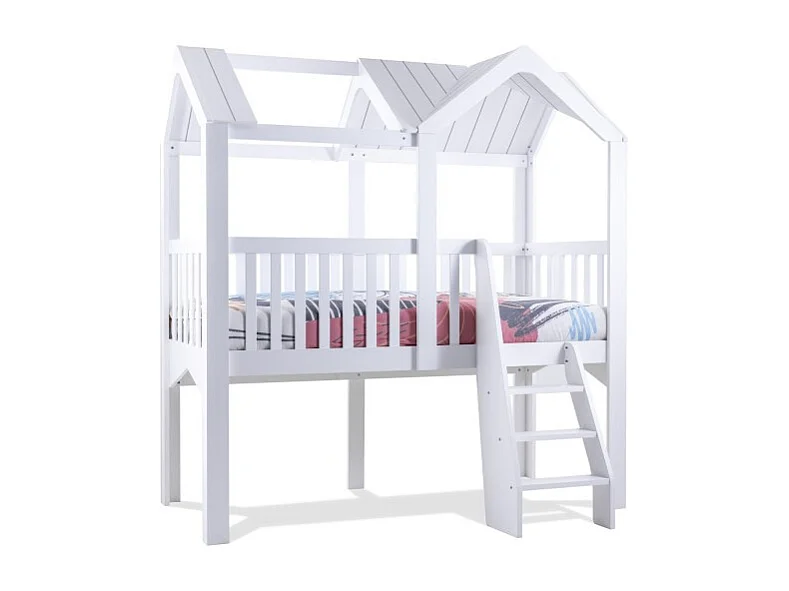 Letto a soppalco legno bianco 223.8x209.4x110.3cm