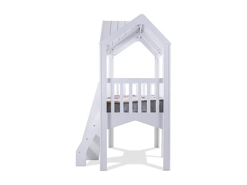 Lit haut en bois blanc 224x210x111cm