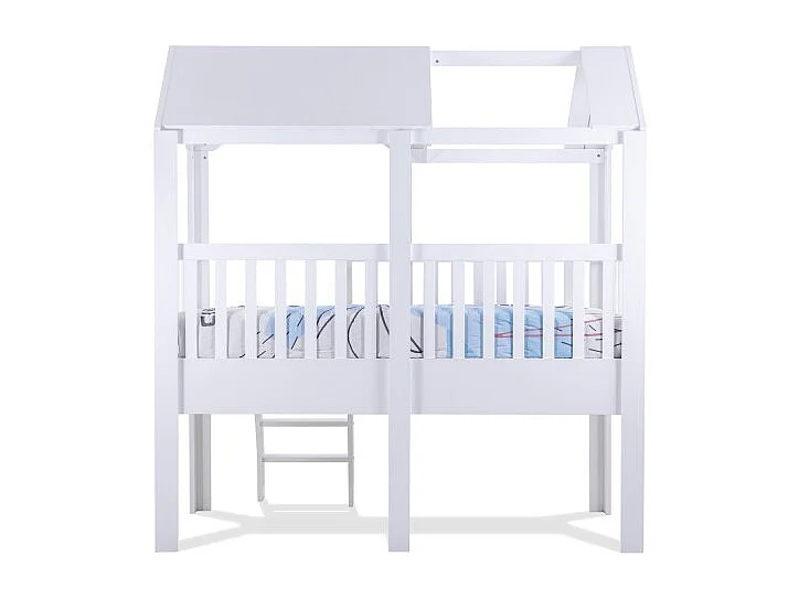 Lit haut en bois blanc 224x210x111cm