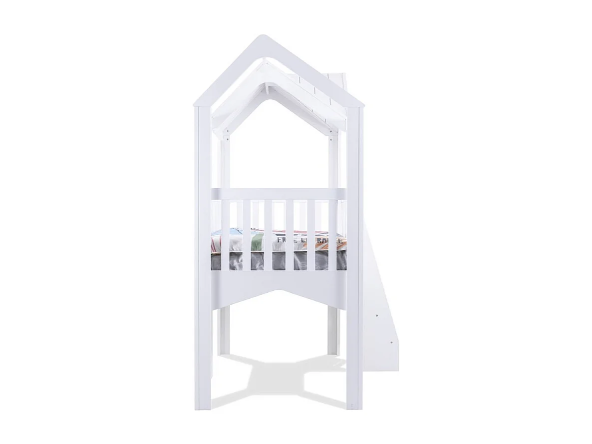 Lit haut en bois blanc 224x210x111cm