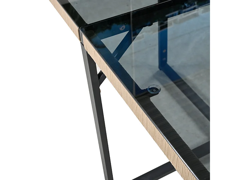 Tuintafel en stoelenset - 4 plaatsen - 1 tafel en 4 stoelen versierd met touw - Beige