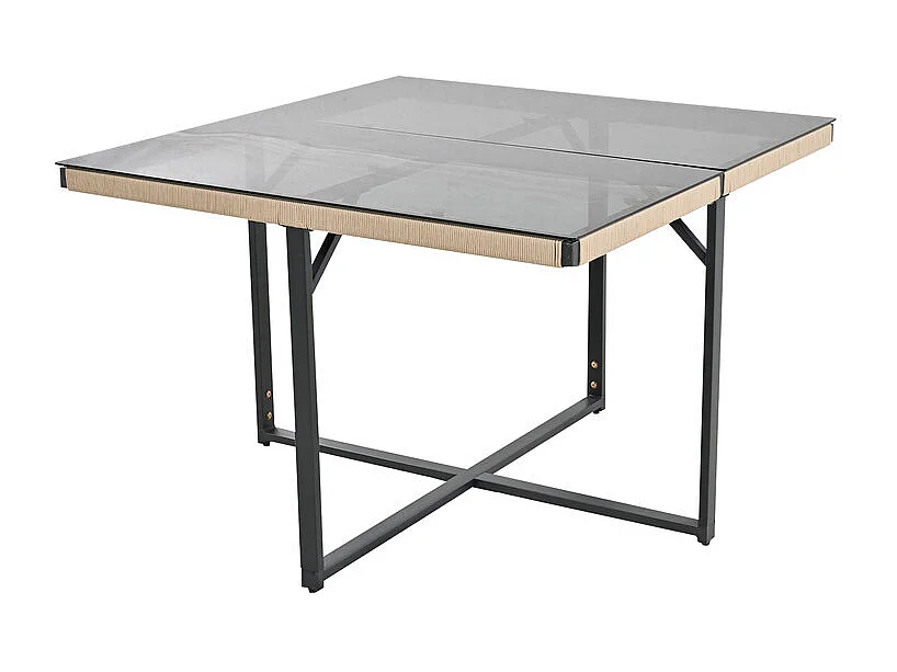 Tuintafel en stoelenset - 4 plaatsen - 1 tafel en 4 stoelen versierd met touw - Beige
