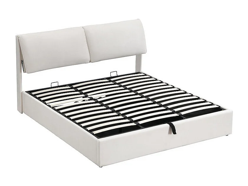 Opbergbed van fluweel - 180x200cm - met 3 laden - Beige (zonder matras)