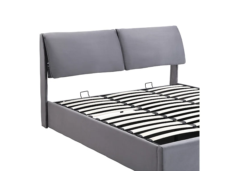 Samtbett mit Stauraum – 180 x 200 cm – mit 3 Schubladen – Grau (ohne Matratze)