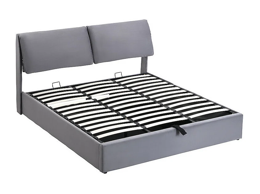Fluwelen opbergbed - 180x200cm - met 3 lades - Grijs (zonder matras)