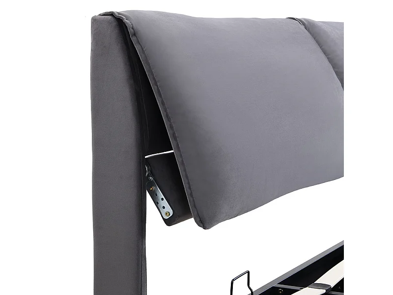 Fluwelen opbergbed - 180x200cm - met 3 lades - Grijs (zonder matras)