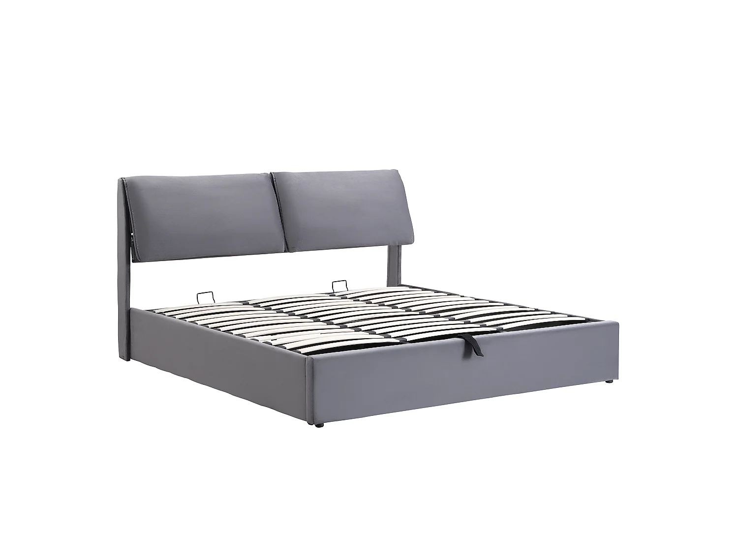 Lit coffre en velours - 180x200cm - avec 3 tiroirs - Gris (sans matelas)