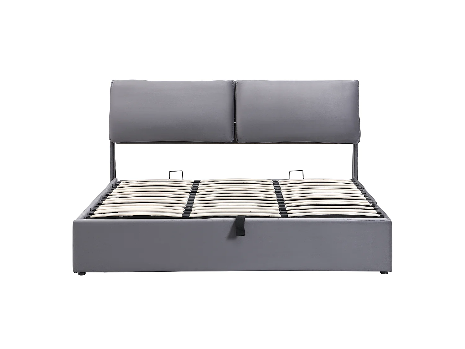 Lit coffre en velours - 180x200cm - avec 3 tiroirs - Gris (sans matelas)