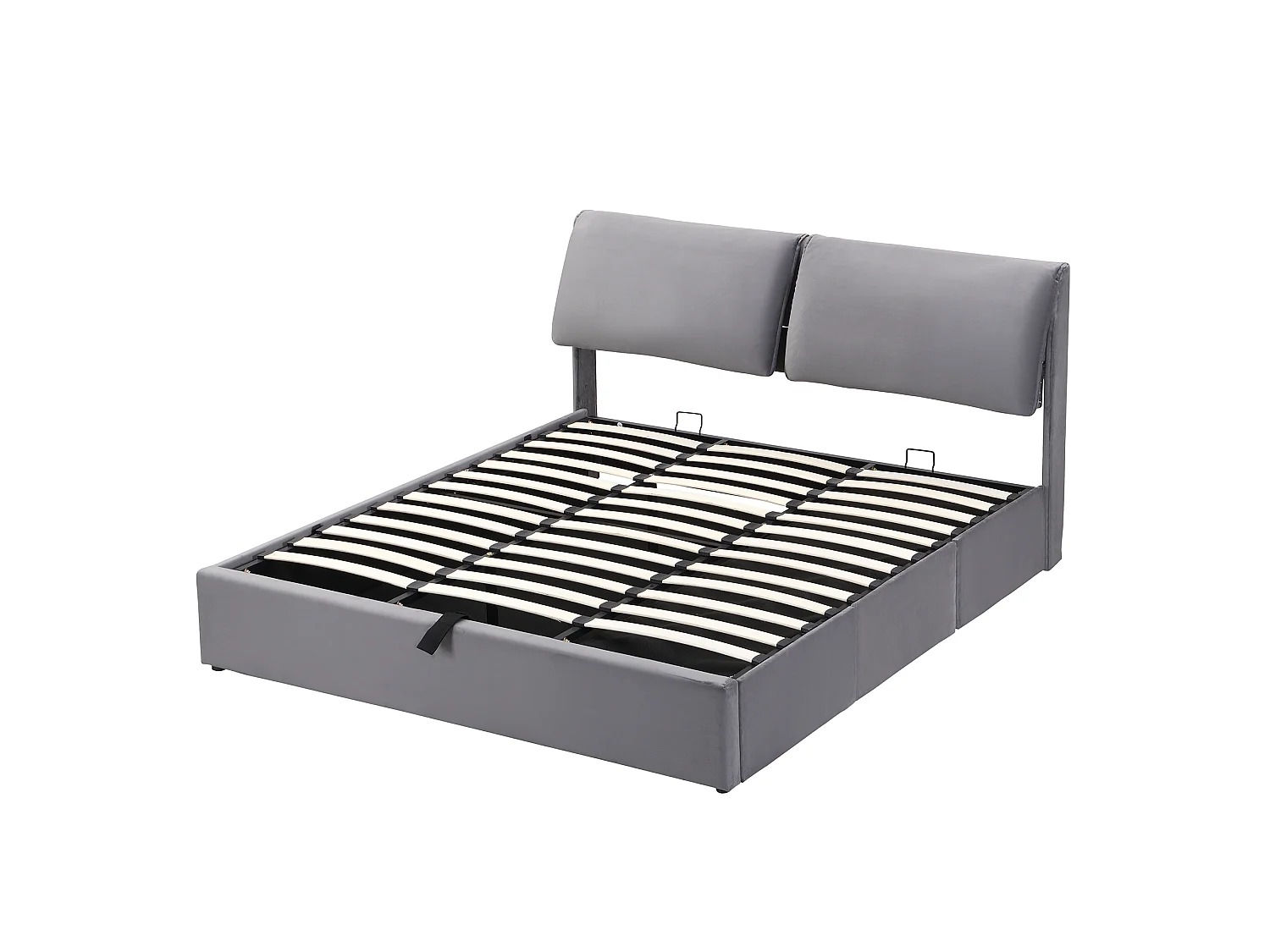 Lit coffre en velours - 180x200cm - avec 3 tiroirs - Gris (sans matelas)