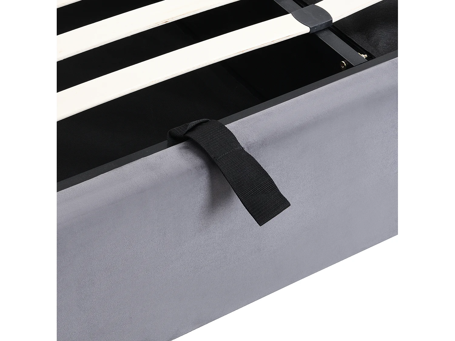 Lit coffre en velours - 180x200cm - avec 3 tiroirs - Gris (sans matelas)