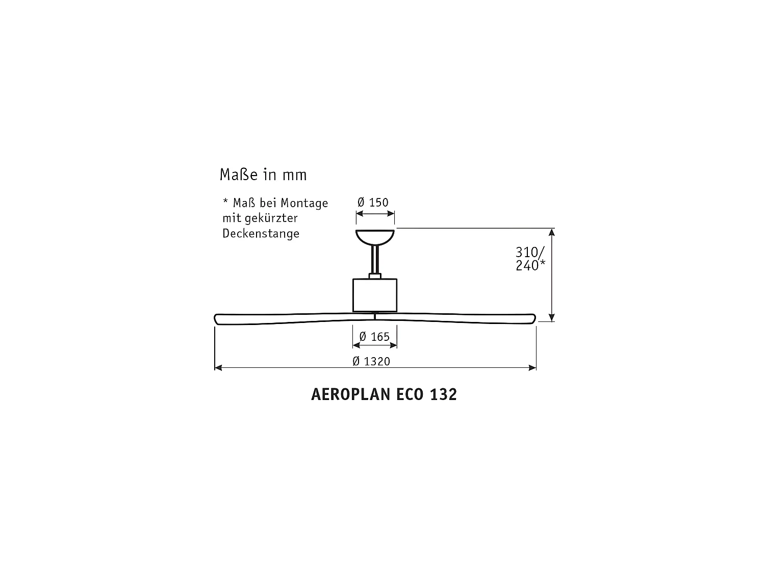 AEROPLAN ECO 132, Ventilateur sans lumière, CasaFan