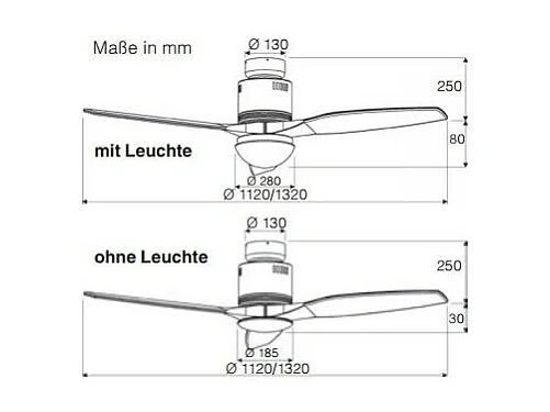AERODYNAMIX ECO 132, Ventilateur Avec Lumière, CasaFan