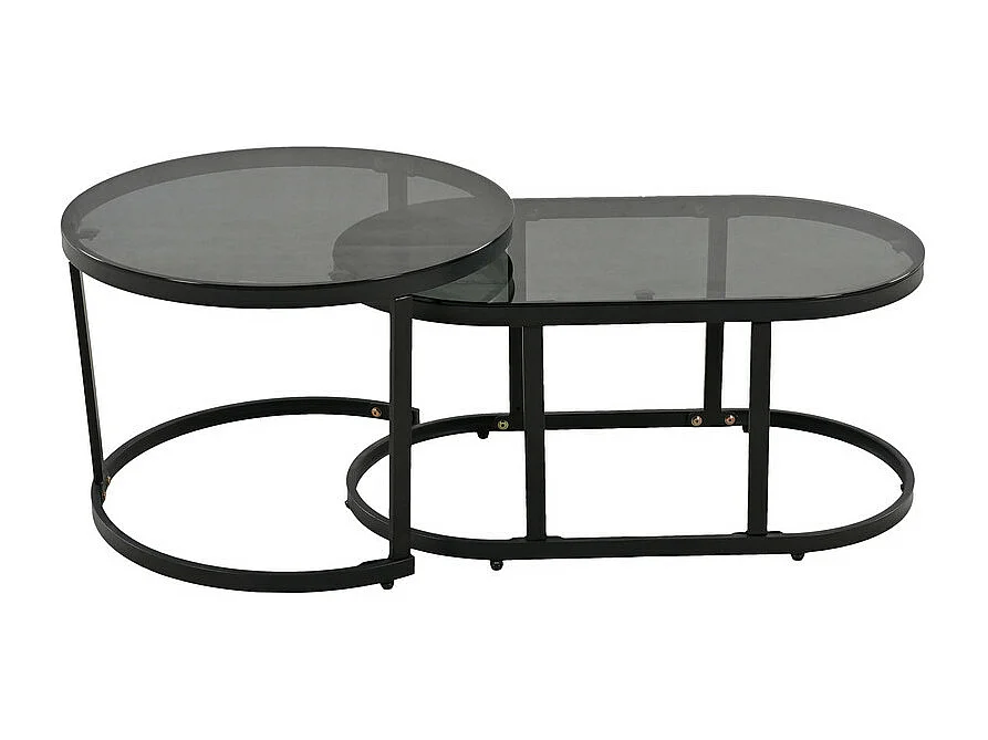 Tuinmeubelset van gegalvaniseerd ijzer en touw - bank, 2 fauteuils en 2 bijzettafels - Grijs