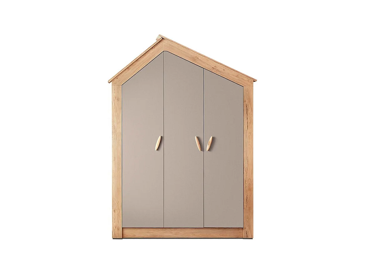 Armoire 3 portes aggloméré gris 207x150x58cm