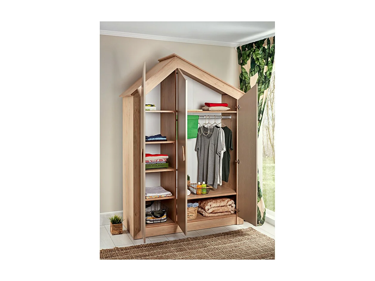 Armoire 3 portes aggloméré gris 207x150x58cm