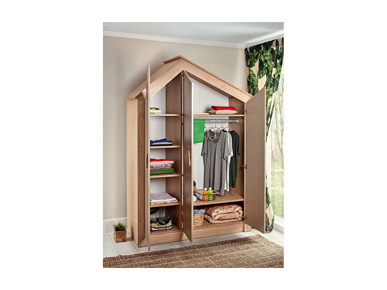 Kleiderschrank 3 Türen Grau 207x150x58cm