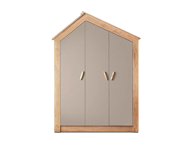 Kleiderschrank 3 Türen Grau 207x150x58cm