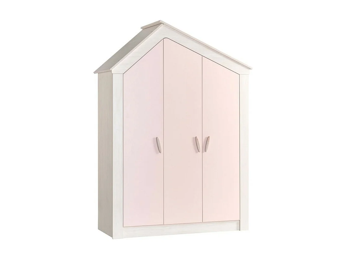 Armoire 3 portes aggloméré rose 207x150x58cm