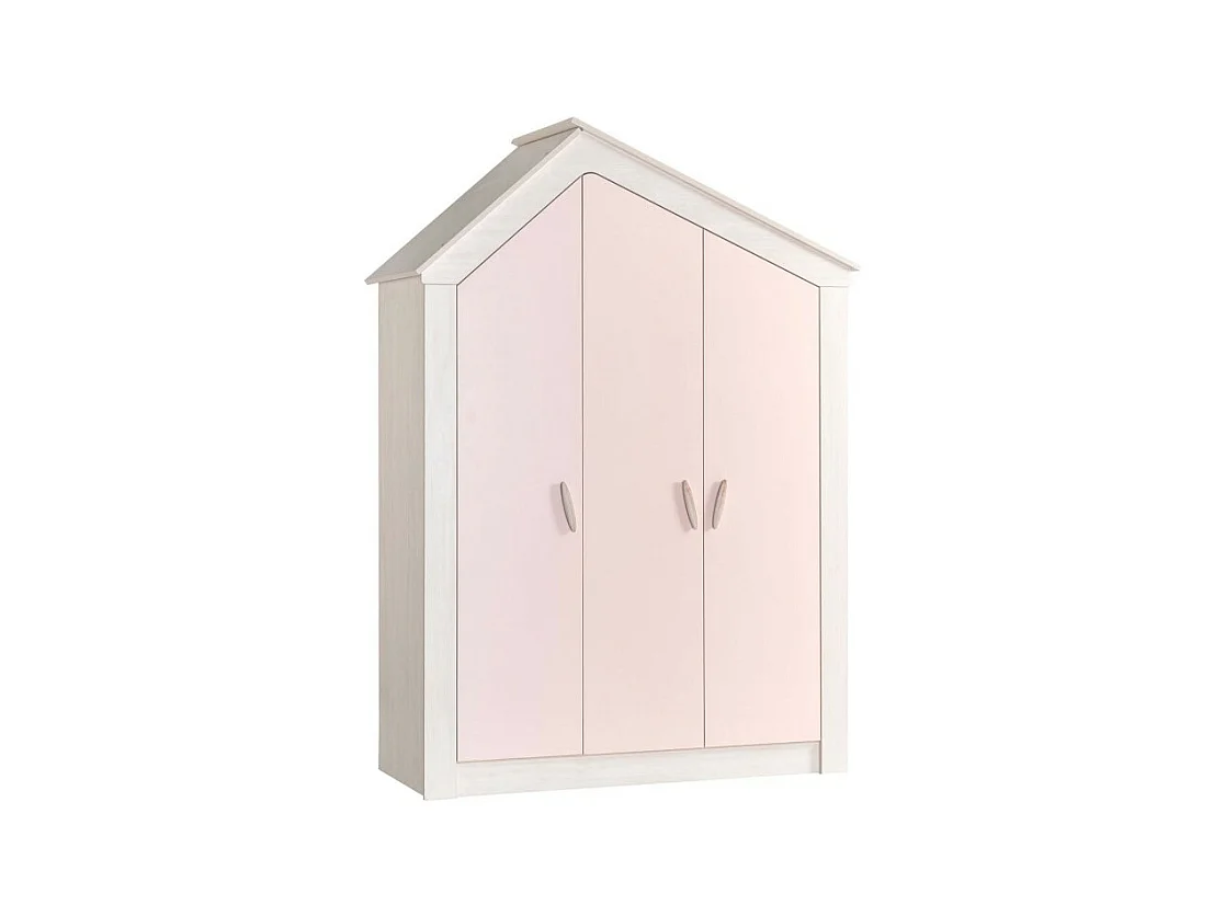 Armoire 3 portes aggloméré rose 207x150x58cm