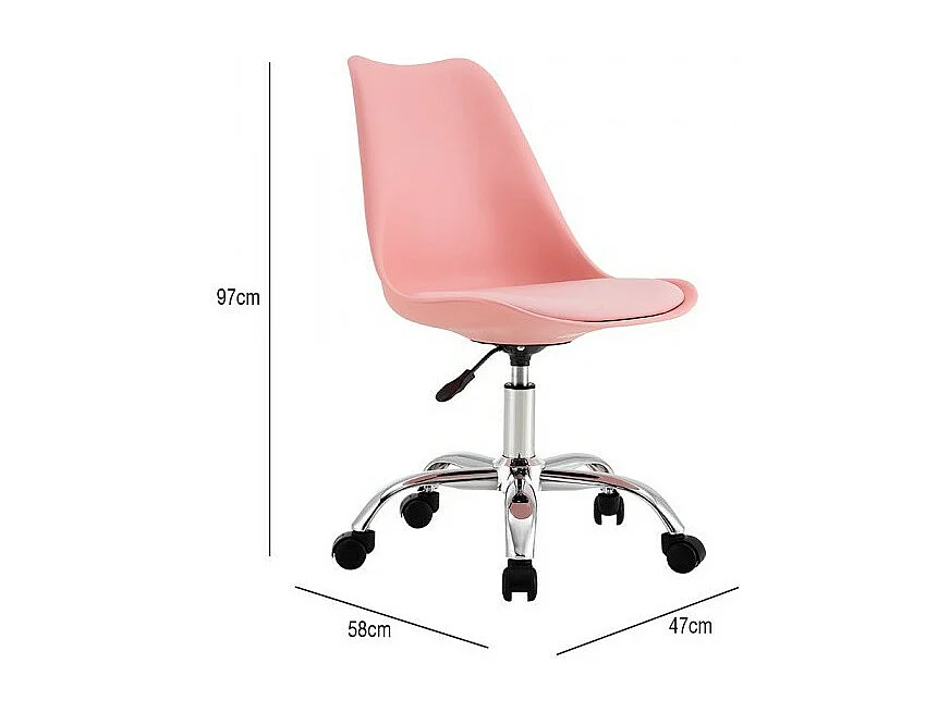 Chaise à roulettes polypropylène rose Color 97x47x58cm