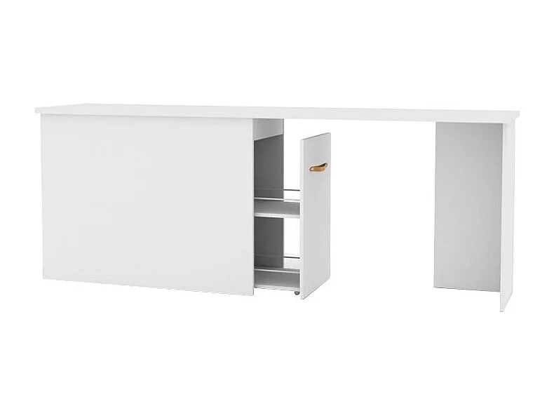 Escritorio con zapatero 90 blanco cuero 76,5x202x45