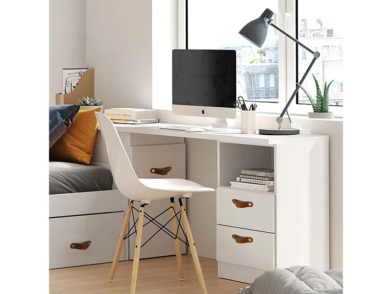 Secretária com armazenamento Lea 76,5x202/242x45