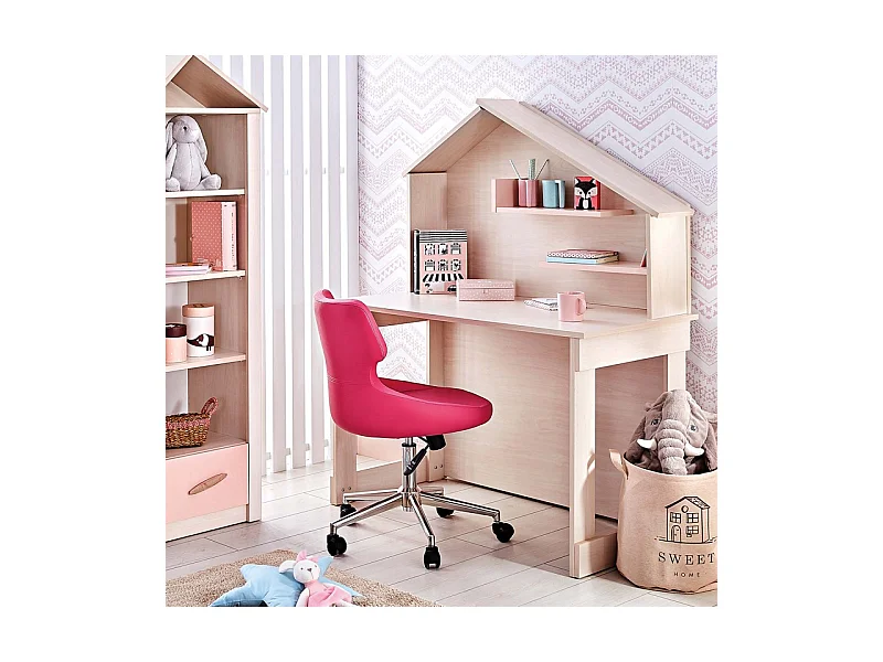 Bureau en aggloméré rose 148,4x117,6x58cm