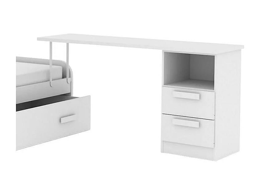 Bureau + bloc tiroir aggloméré blanc ABS 76,5x202x45cm