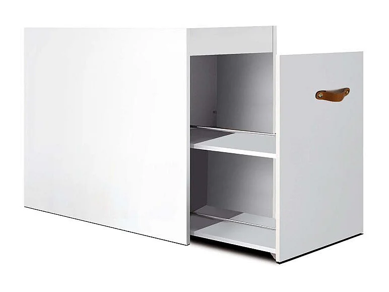 Escritorio con zapatero 90 blanco cuero 76,5x242x45