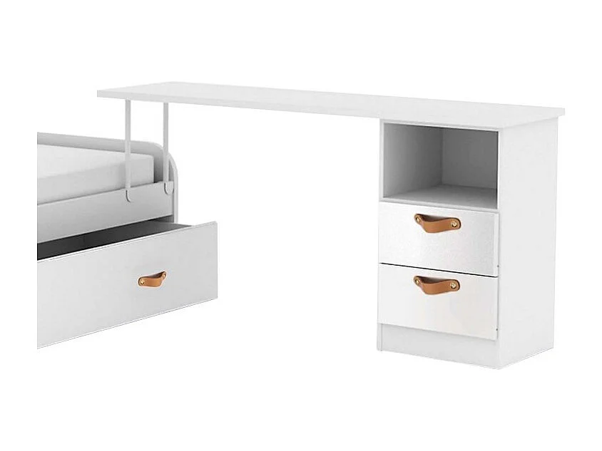 Bureau + ladekast spaanplaat wit leer 76,5x150x45cm