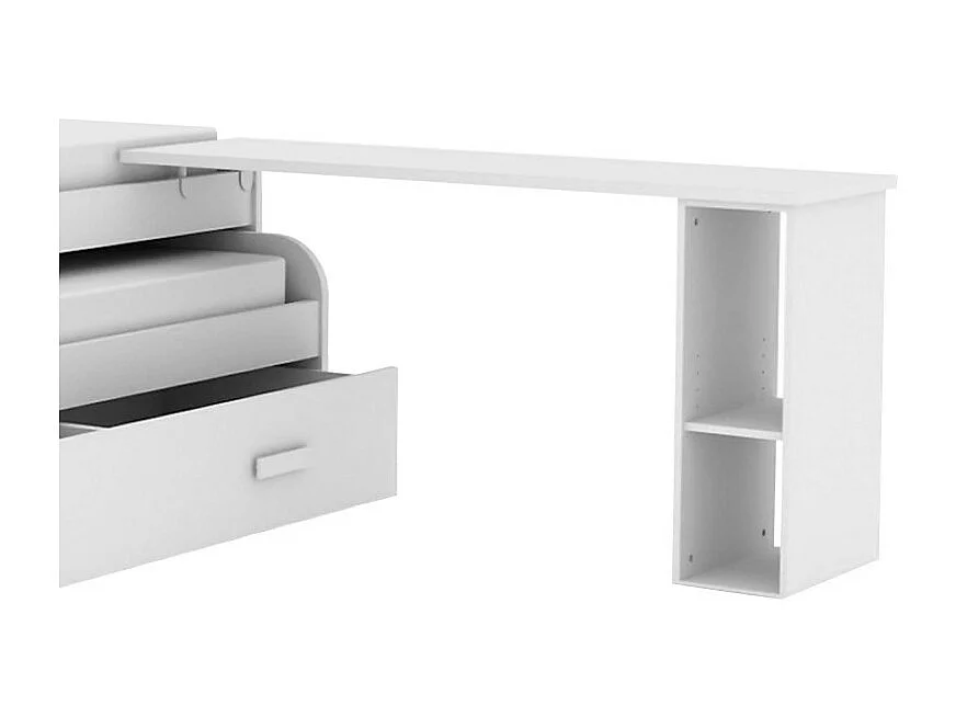 Bureau support de lit + bibliothèque aggloméré blanc 76,5x150x45cm