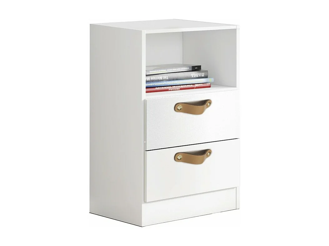 Bureau support de lit + bloc tiroir aggloméré blanc cuir 76,5x202x45cm
