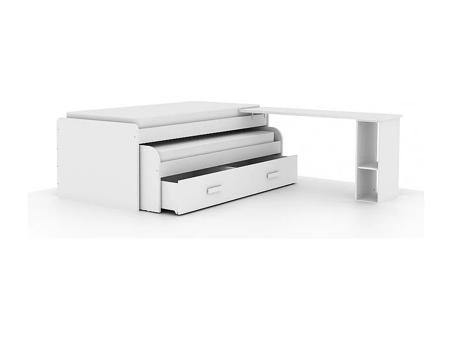 Schreibtisch mit Halterung + Regal weiß 76,5x242x45cm