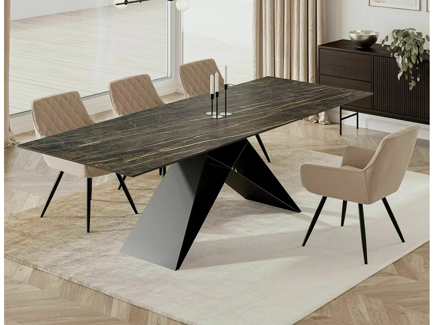 Mesa de jantar Westin Premium/Cerâmica/Preto/90x240