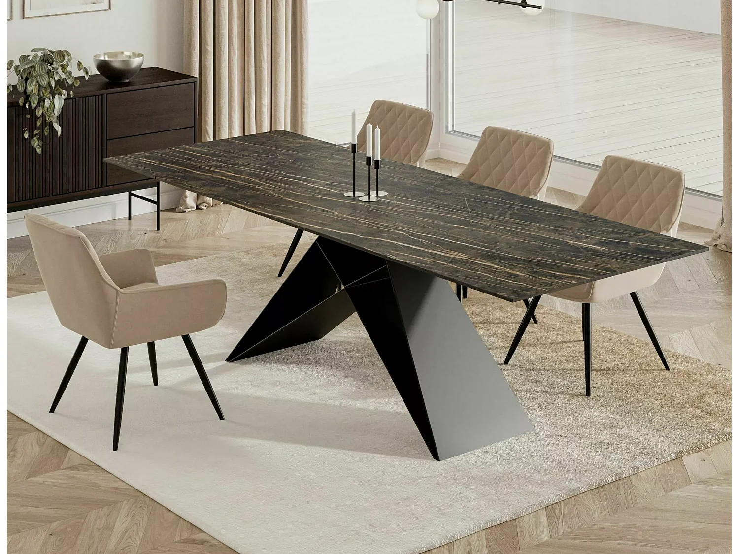 Mesa de jantar Westin Premium/Cerâmica/Preto/90x240