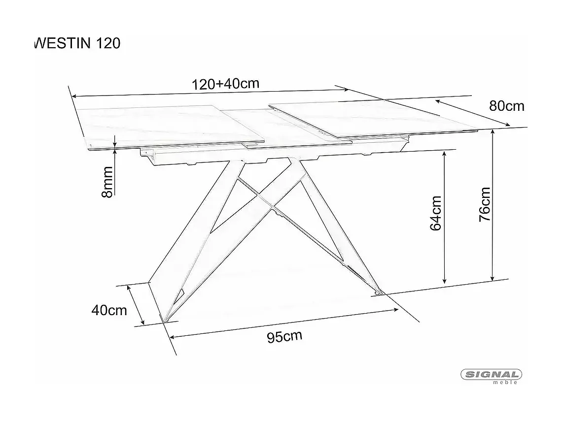 Table à manger  Westin Baily/Céramique/90x160