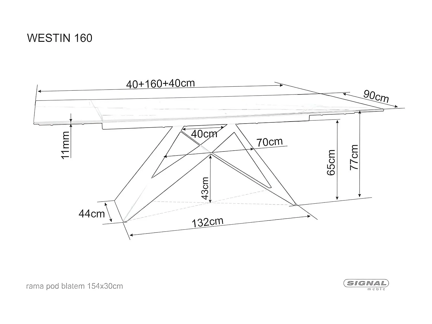 Tavolo da pranzo  Westin W-XL /Ceramica/Marrone/90x260