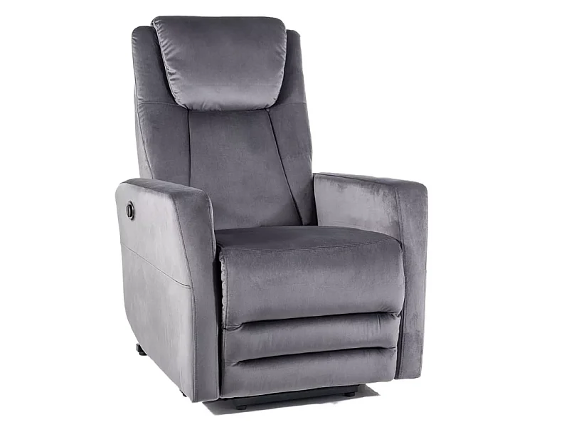 Fauteuil extensible (fonction basculante) en velours "Adonis" - Gris foncé - H 107 cm