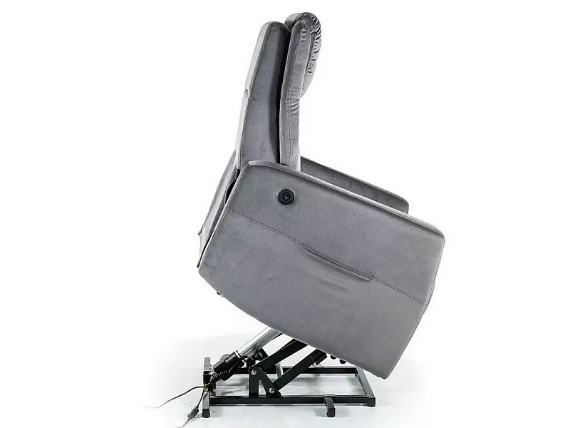 Fauteuil extensible (fonction basculante) en velours "Adonis" - Gris foncé - H 107 cm