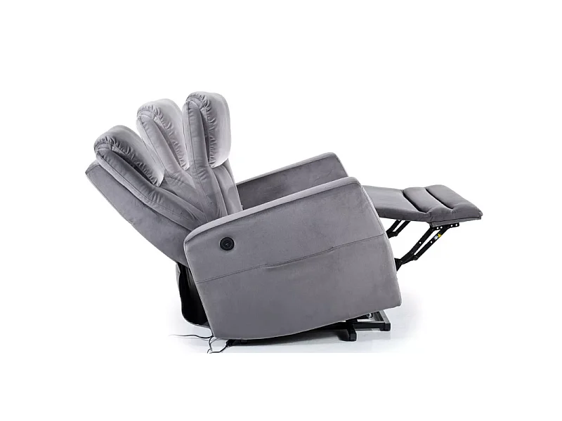 Fauteuil extensible (fonction basculante) en velours "Adonis" - Gris foncé - H 107 cm