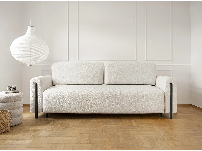 3 Pers. Couch  Padova/Stoff/Holz/Weiss&Schwarz