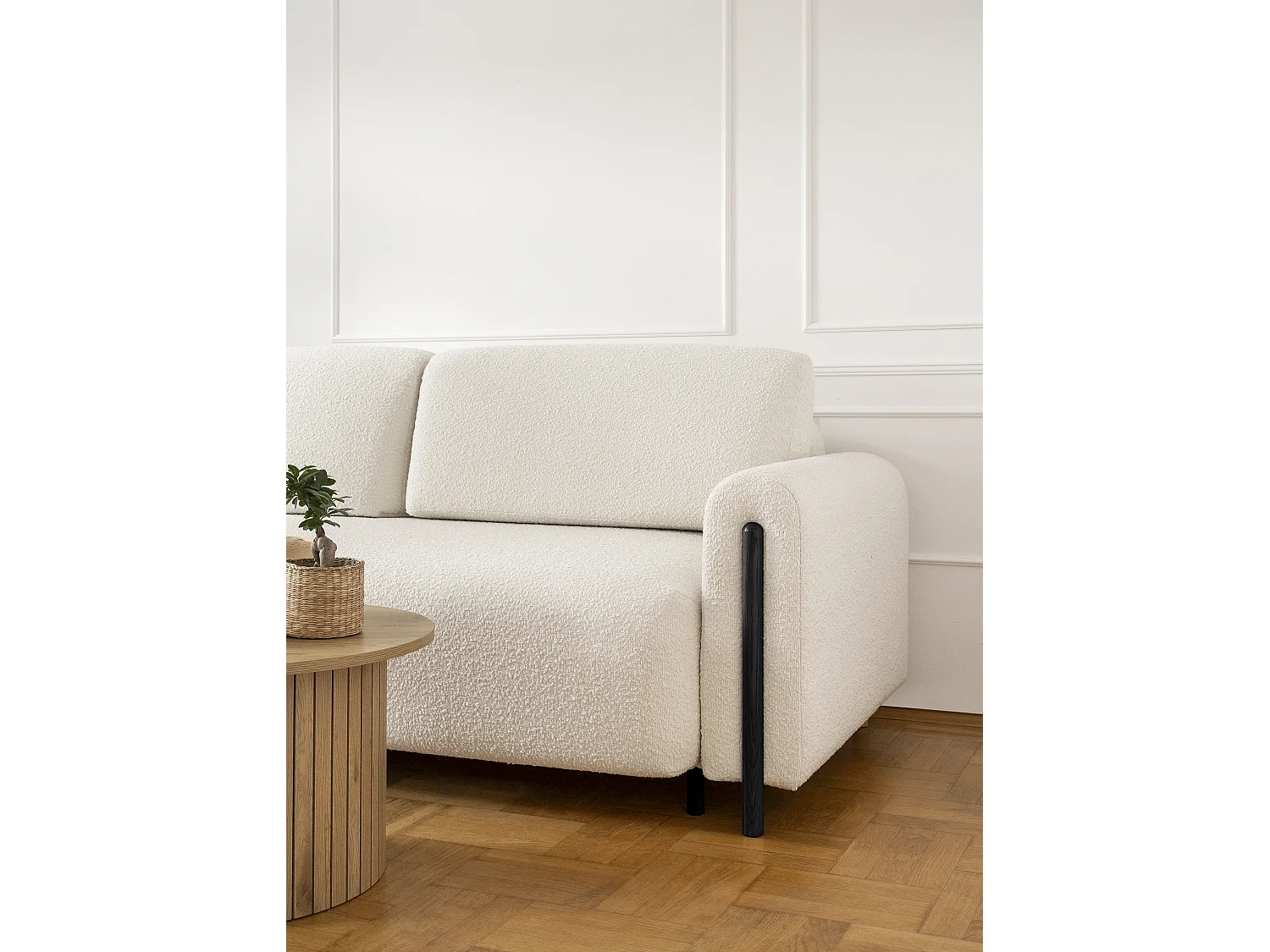 3 Pers. Canapé Padova/Tissu/Bois/Blanc&Noir